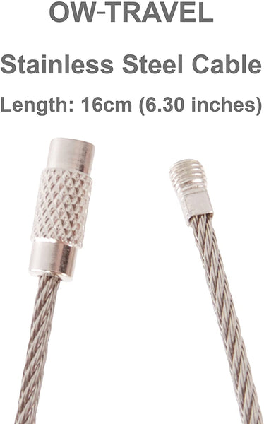 ✅ Super Strong Indestructible Stainless Steel Cables with Twist Close Barrel (Key Ring) - Go Anywhere Quality Flight Accessories & Gifts by OW Travel - One-Wear