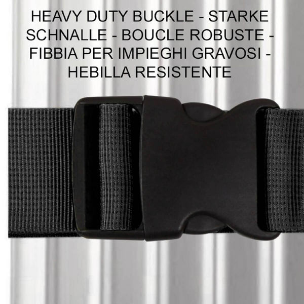 ✅ Heavy Duty Luggage Strap Suitcase Belts - with Personalised Baggage Claim Identifier Address Label (Black) - One-Wear