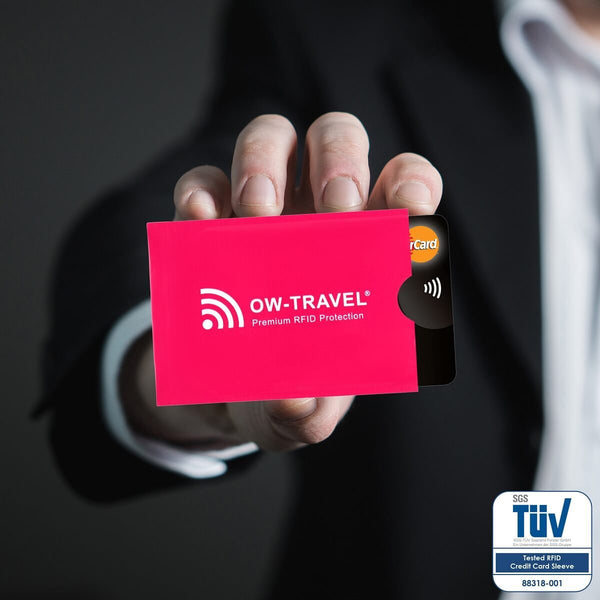 ✅ TÜV Approved RFID & NFC Blocking Credit Card + Passport Protector Sleeves - Identity Theft Protection for Contactless Cards - One-Wear