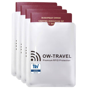 ✅ TÜV APPROVED RFID & NFC Blocking Credit Card Wallet+ Passport Protector Sleeves - Identity Theft Protection for Contactless Cards - One-Wear