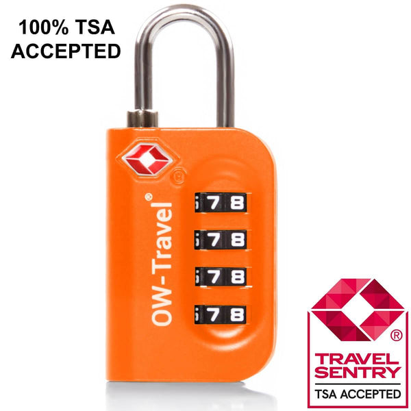 ✅ 4 Dial TSA Combination Padlock - Travel Sentry Approved Heavy Duty Lock for Suitcases, Luggage, Gym Lockers and Tool Boxes - One-Wear